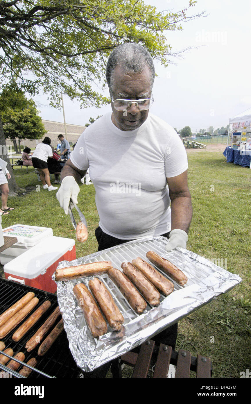 Barbecue at NAACP field day. Port Huron. Michigan, USA Stock Photo