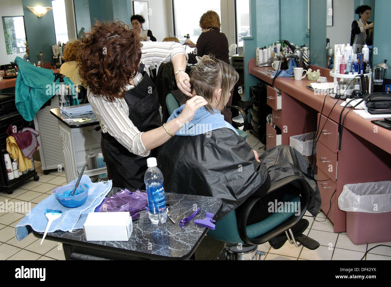 Middle Aged Woman At The Hairdresser Stock Photos Middle Aged