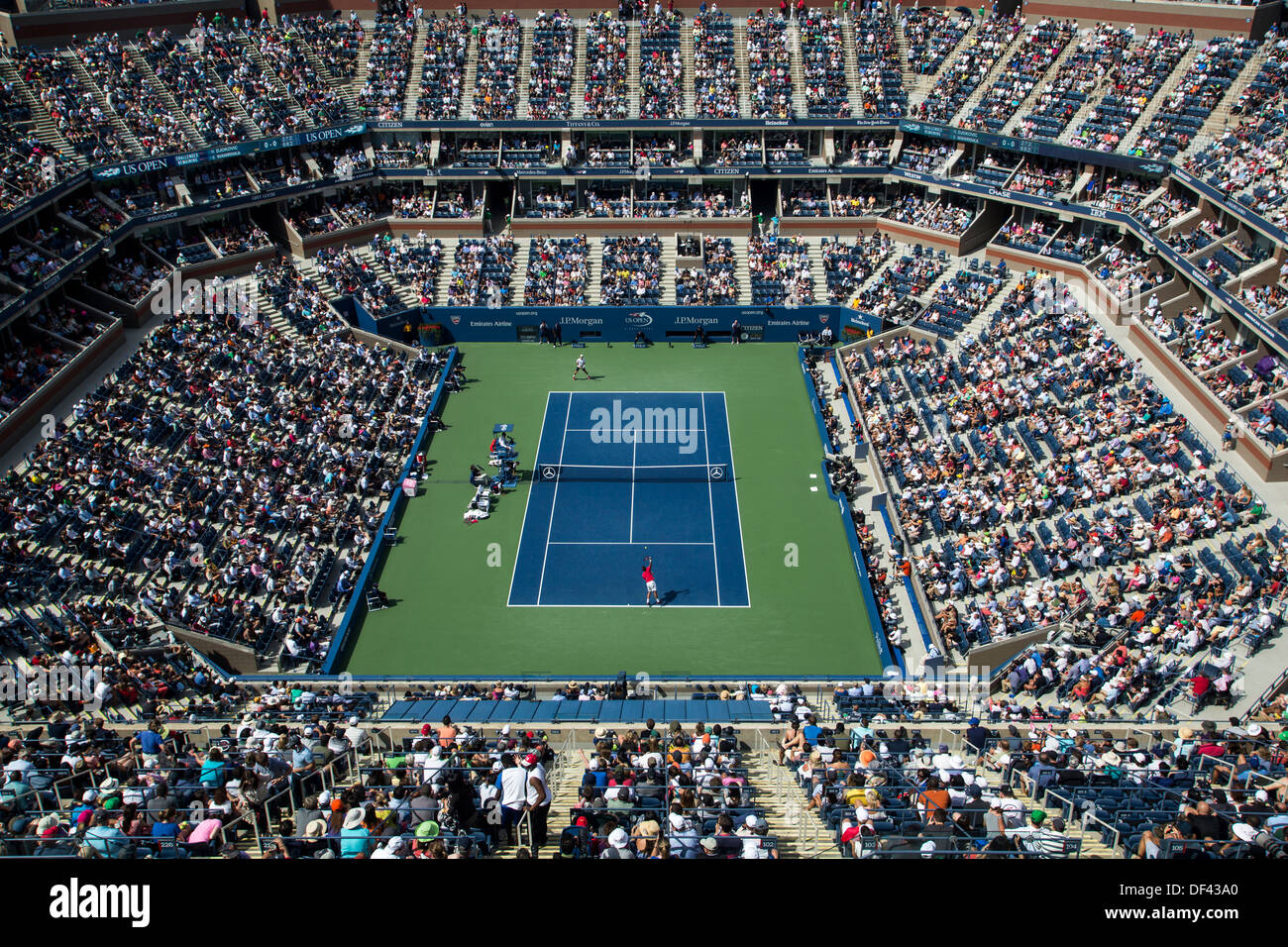 Arthur Ashe Stadium at the Billie Jean King National Tennis Center during the 2013 US Open Tennis Championships Stock Photo