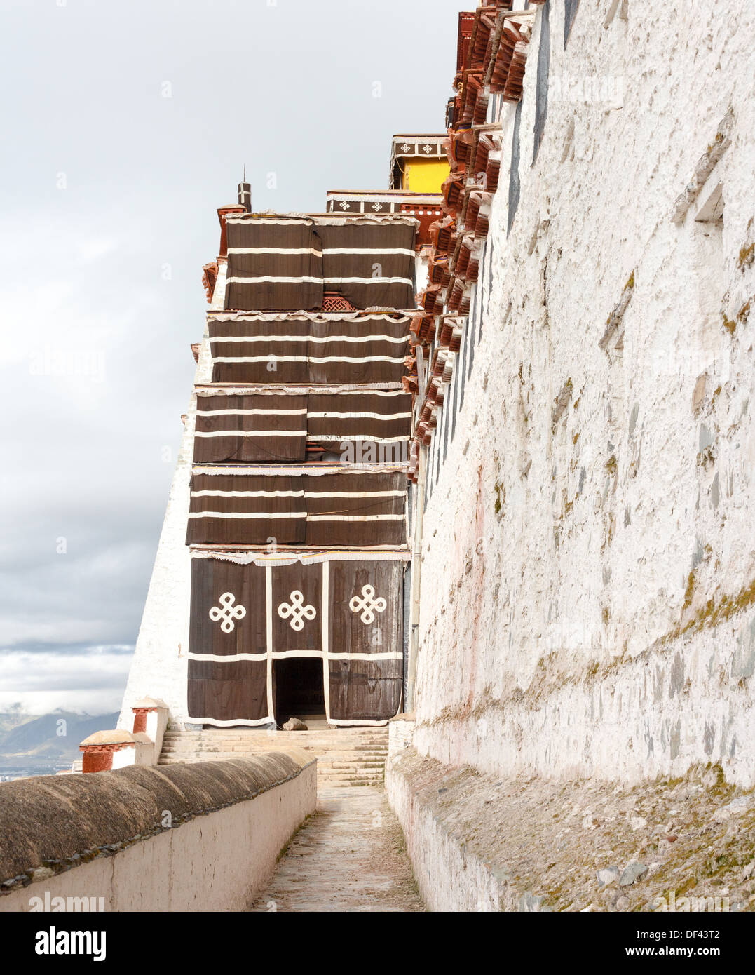 Side entrance into Potala palace, Lhasa, Tibet Stock Photo