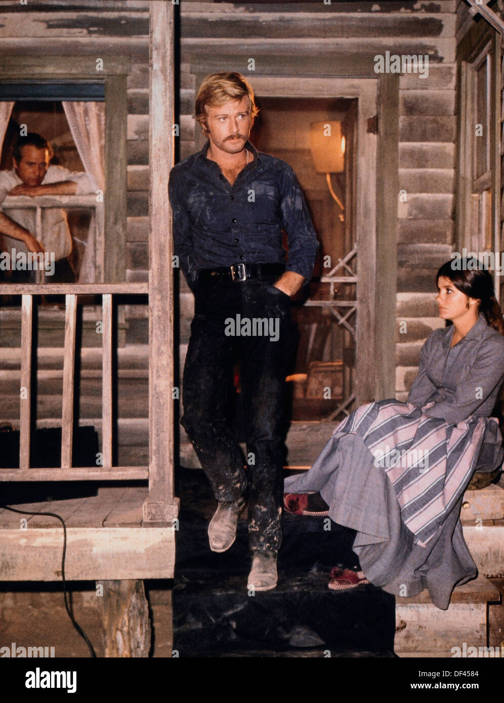 Paul Newman, Robert Redford and Katherine Ross, on-set of the Film, 'Butch Cassidy and the Sundance Kid', by Campanile Productions, Newman-Forman Company with Distribution via 20th Century Fox, 1969 Stock Photo