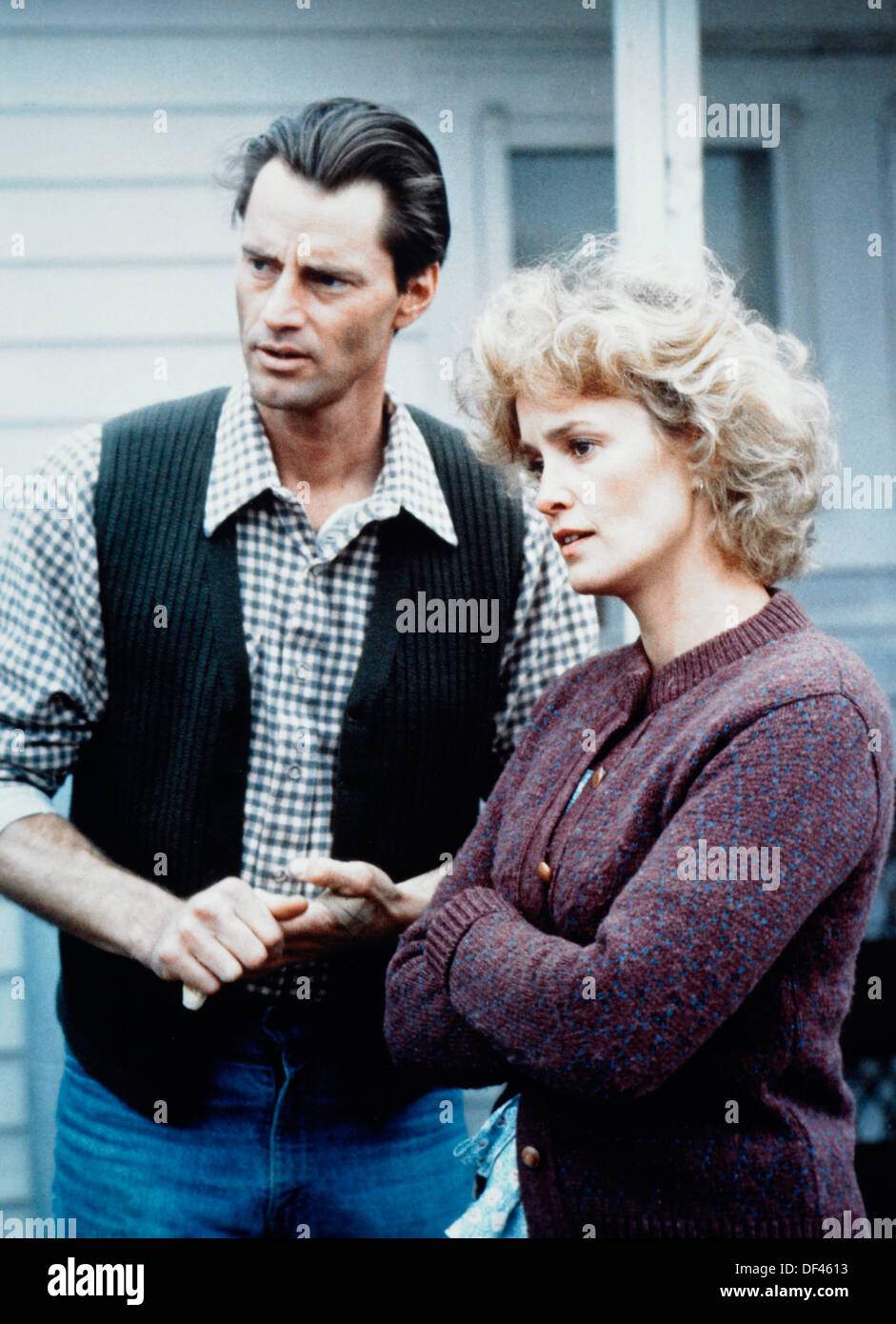 Sam Shepard and Jessica Lange, On-Set of the Film, 'Country', 1984 Stock Photo