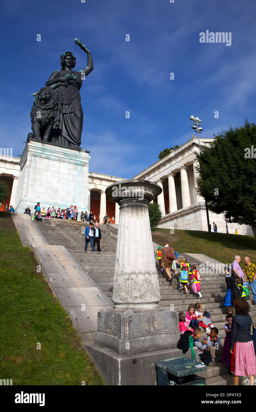 Bavaria Statue Above The Theresienwiese Munich Bavaria Germany Stock 