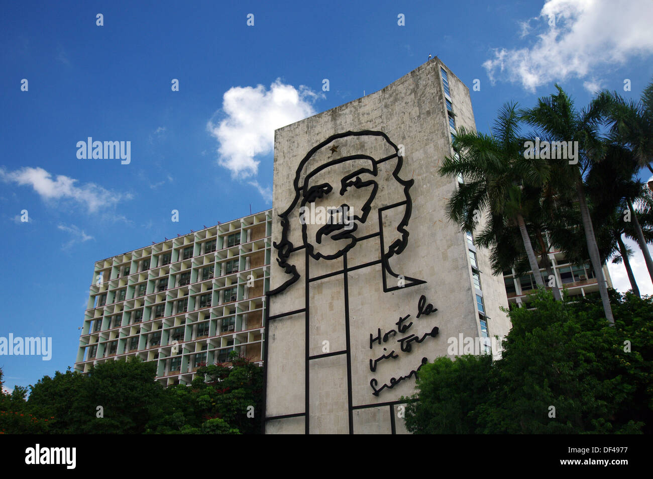 Famous image of Che Guevara on the Ministry of Interior building in Plaza de la Revolución - Havana, Cuba Stock Photo