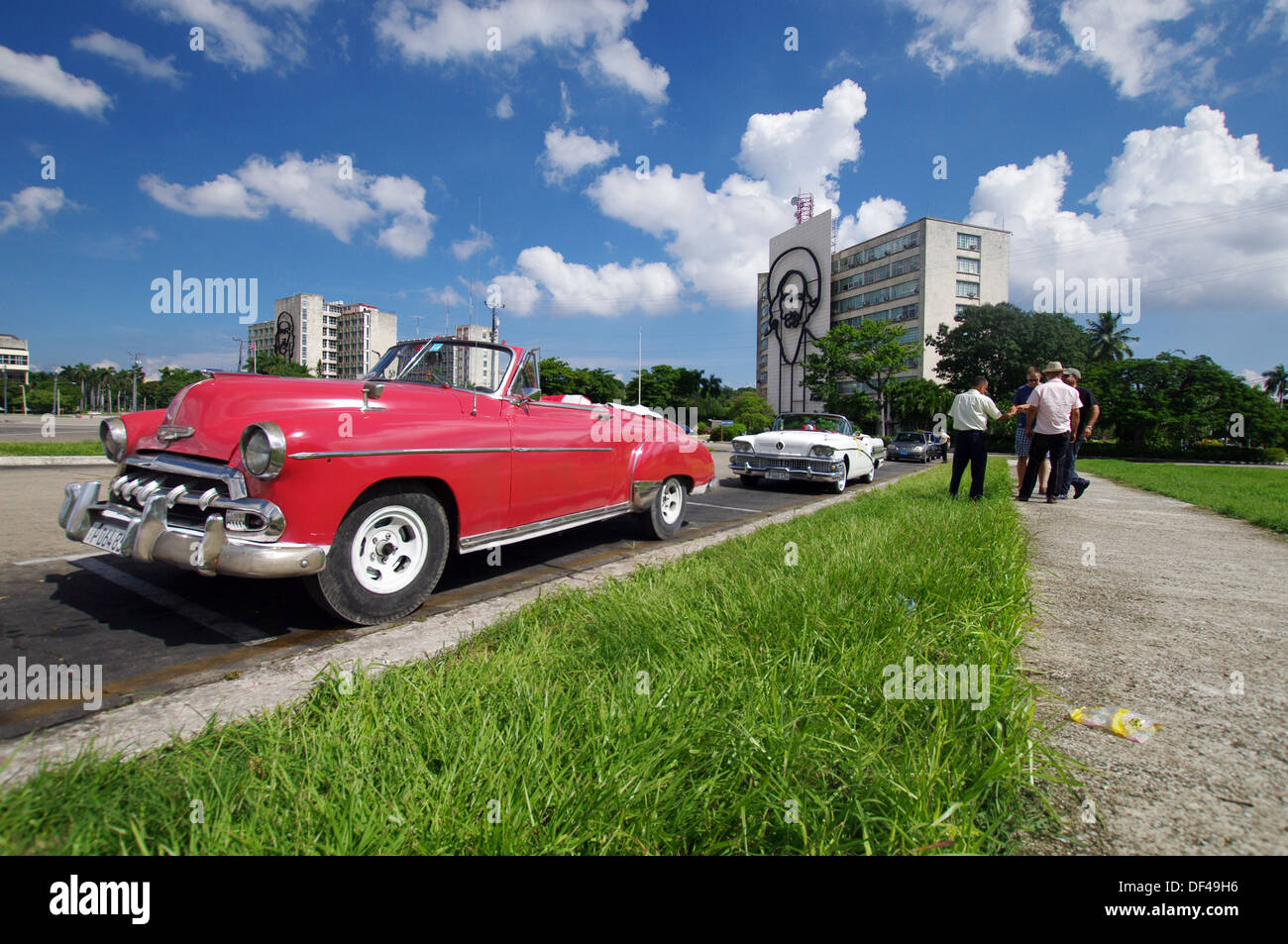 Vintage convertible parked in Plaza de la Revolución - Havana, Cuba Stock Photo