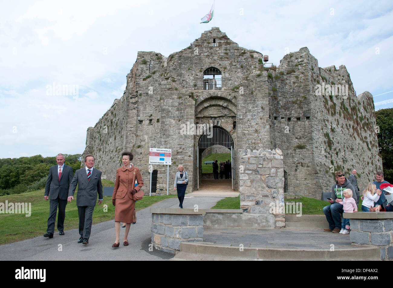Swansea, UK. 27th Sep, 2013. Princess Anne visits Oystermouth Castle in