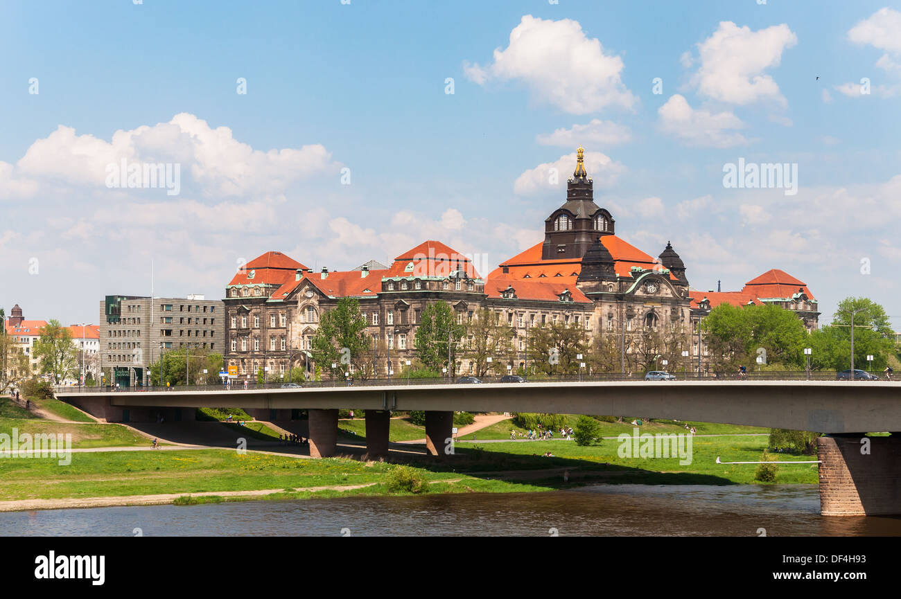 Carolabrucke over Elbe river in Dresden, Germany Stock Photo