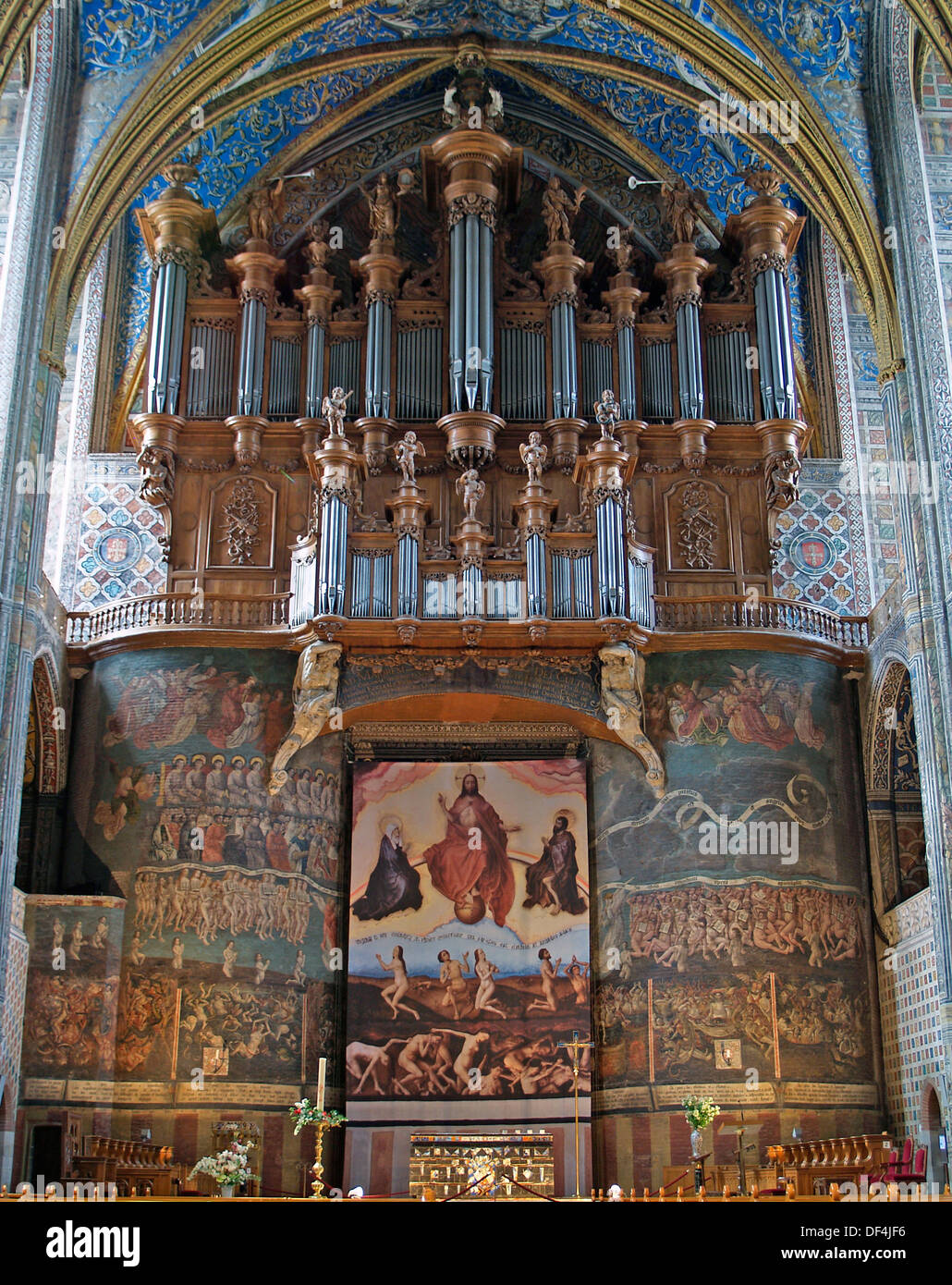 The Last Judgment and organ of St.Cecile Cathedral,Albi,France Stock