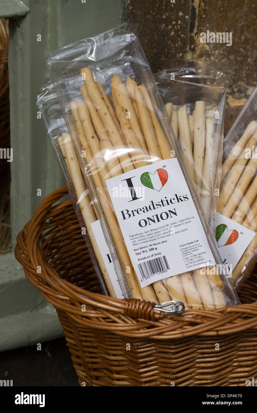 Onion Bread Sticks in a Basket Stock Photo