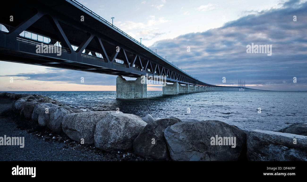 Oresund Road and Rail Bridge Connecting Denmark and Sweden Stock Photo ...