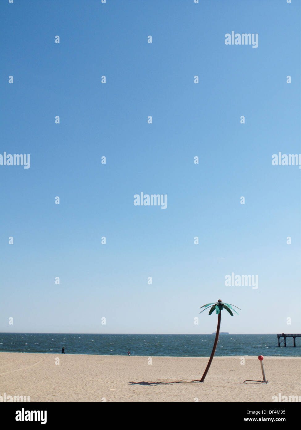 Fake Palm Tree on Beach, Coney Island, New York City, USA Stock Photo