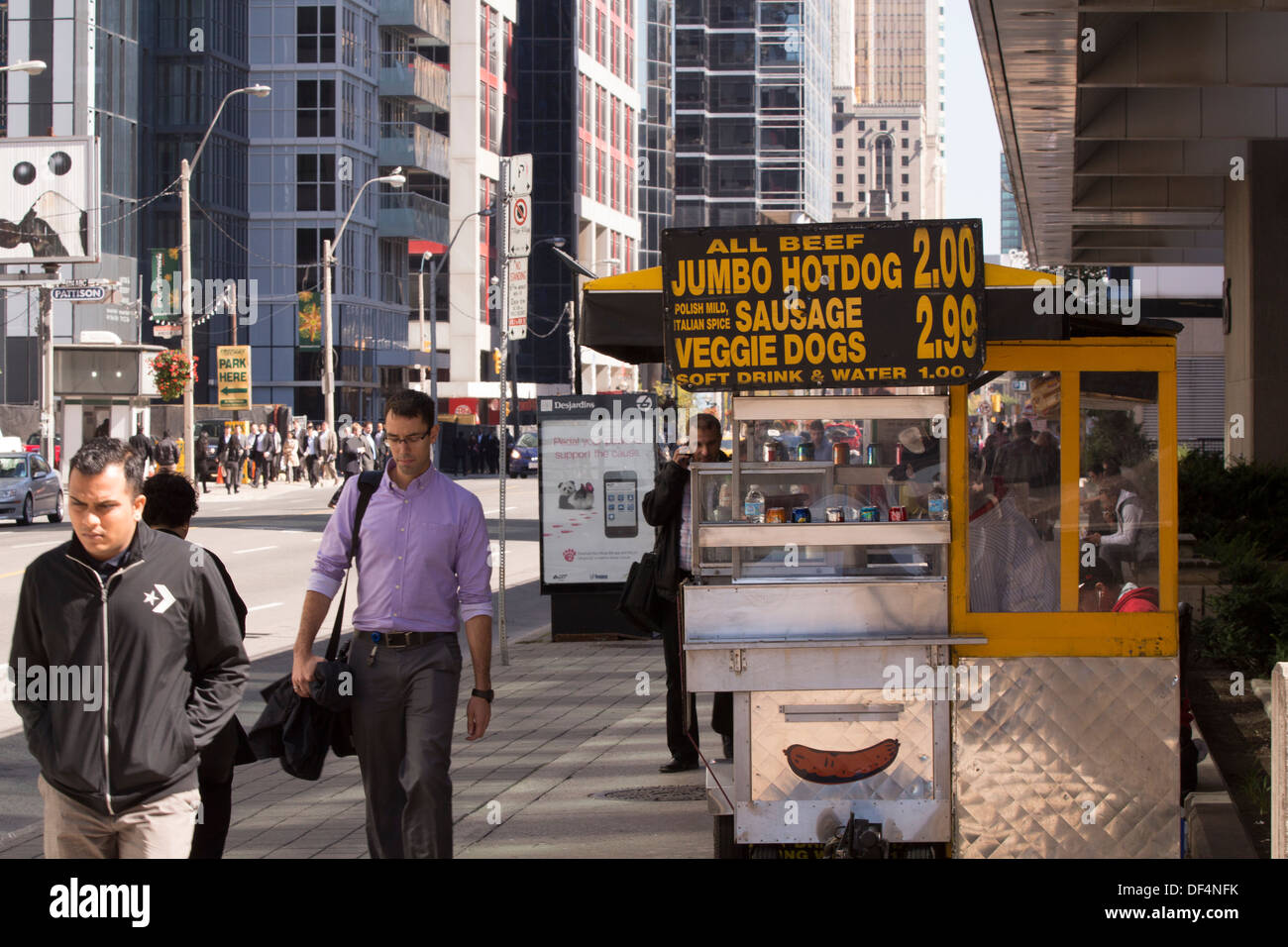 Hot dog and sausage vendor in downtown Toronto Stock Photo