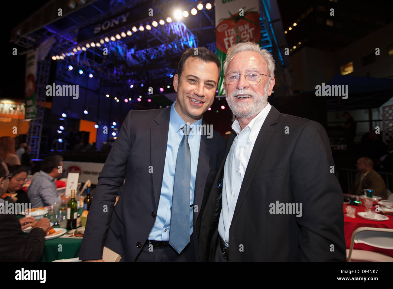 LA, CA, USA. 26th Sept, 2013. Late night talk show host Jimmy Kimmel (Jimmy Kimmel Live!) and his father Jim Kimmel at the Prima Notte Gala at the Feast of San Gennaro Italian Festival in Los Angeles, CA, USA on September 26, 2013. Jimmy Kimmel was one of the founders of the Feast of San Gennaro LA, and the entertainment takes place on the outdoor stage from his TV show, behind the Disney Entertainment Center on Hollywood Boulevard where Jimmy Kimmel Live! is taped. © Kayte Deioma/Alamy Live News Stock Photo