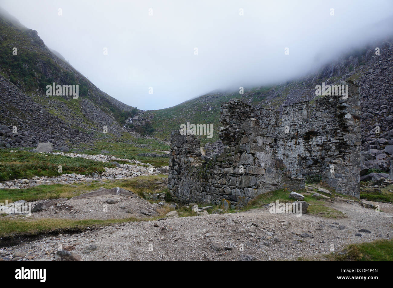 Old lead mining settlement in Glendalough, Ireland. Now a beautiful national park and a popular tourist destination. Stock Photo