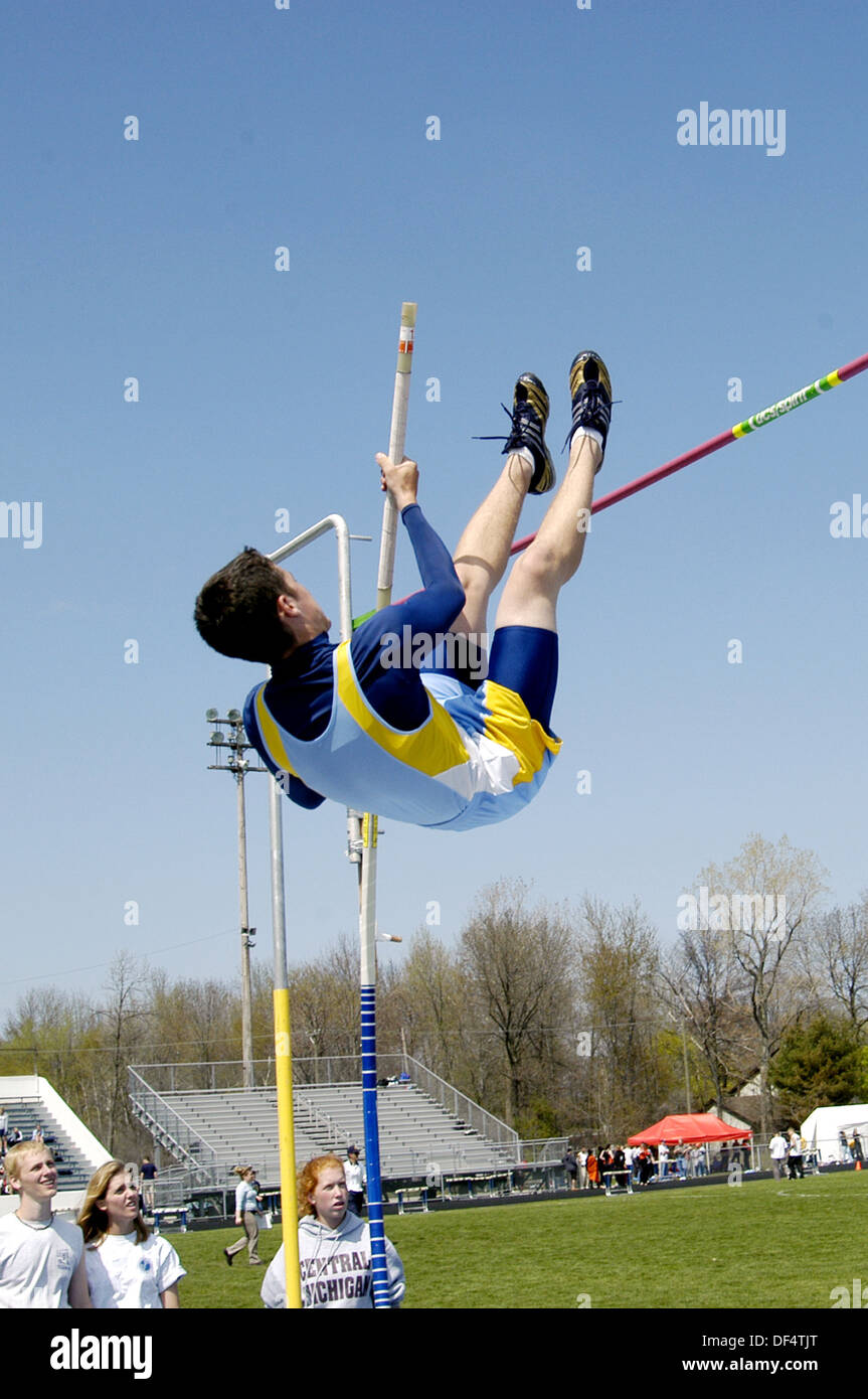 Male high school pole vaulter Stock Photo Alamy