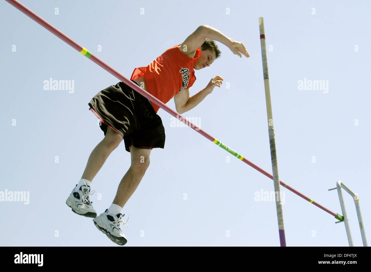 Male high school pole vaulter Stock Photo Alamy