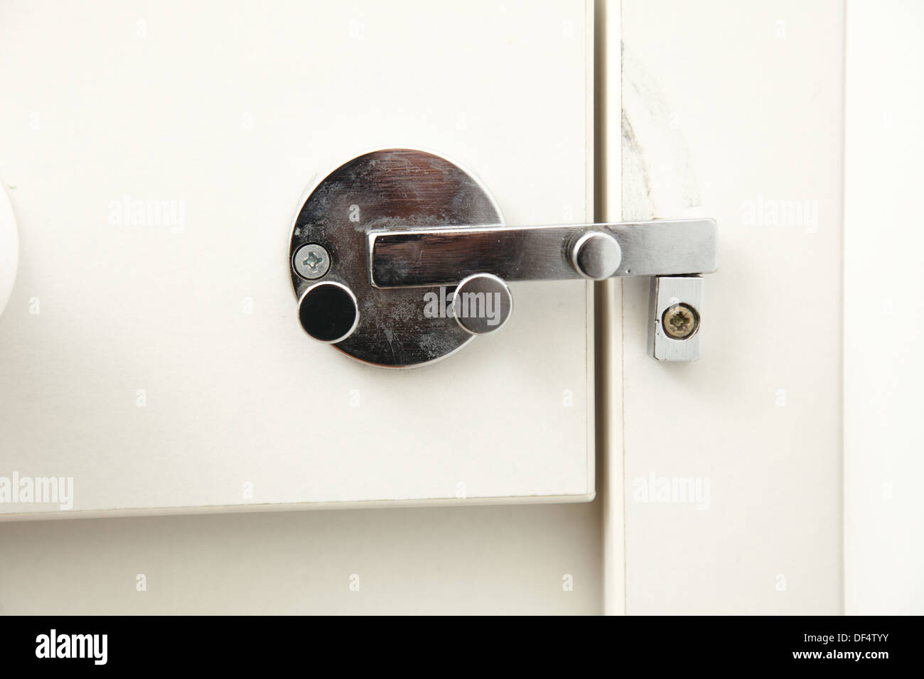 lock latch on bathroom white door Stock Photo - Alamy