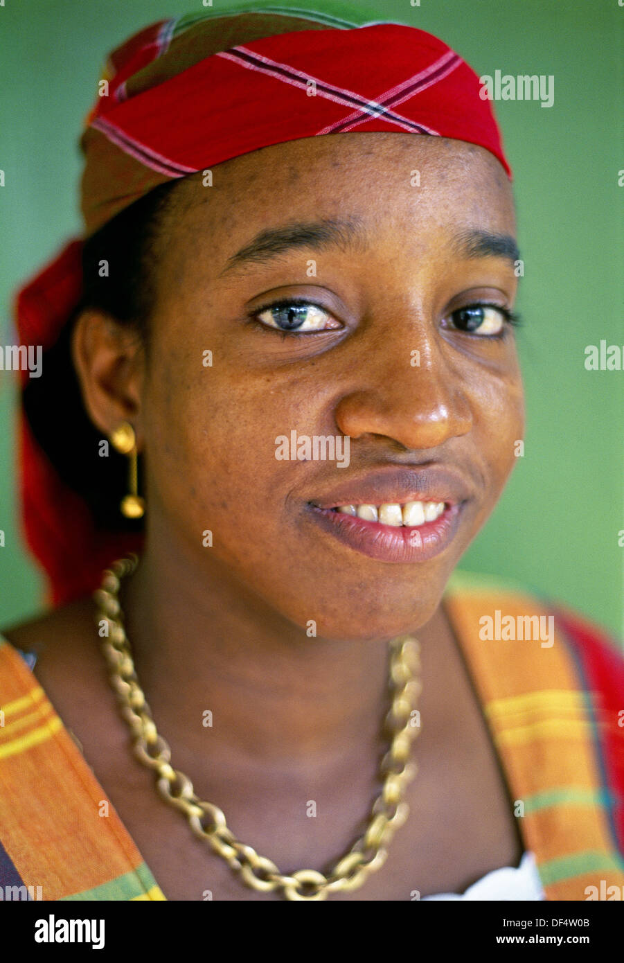 Woman with the traditional dress. Martinique. French Antilles Stock