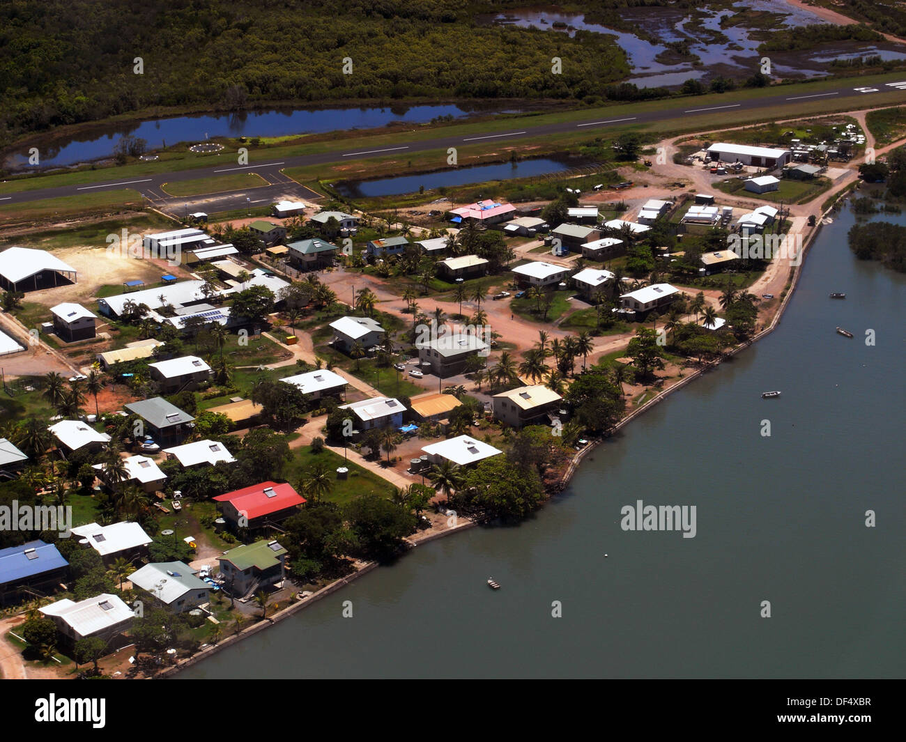Aerial view of Boigu Island, Torres Strait, Queensland, Australia Stock Photo