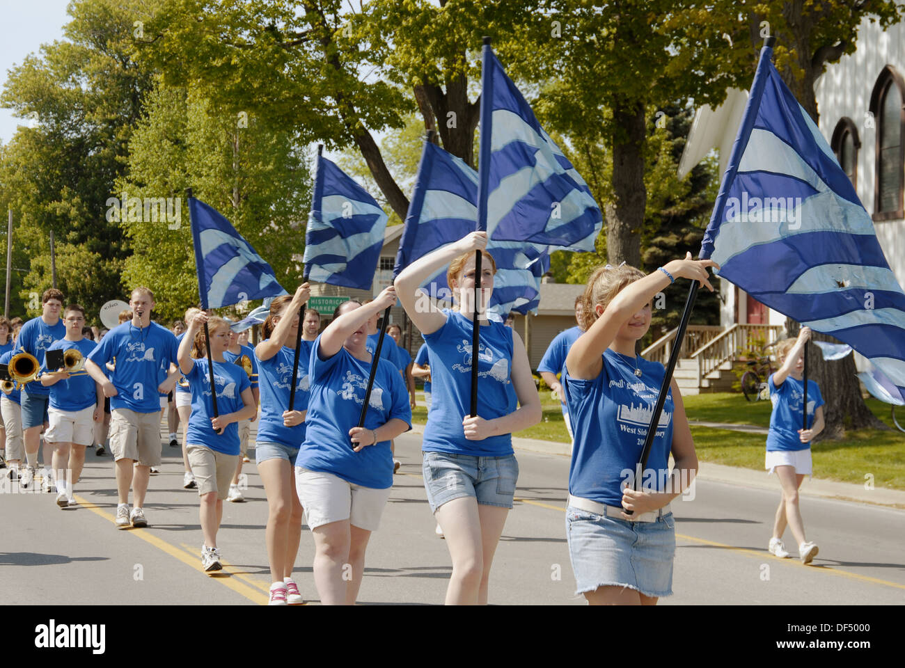 High school marching band in Memorial Day Parade Lexington Michigan