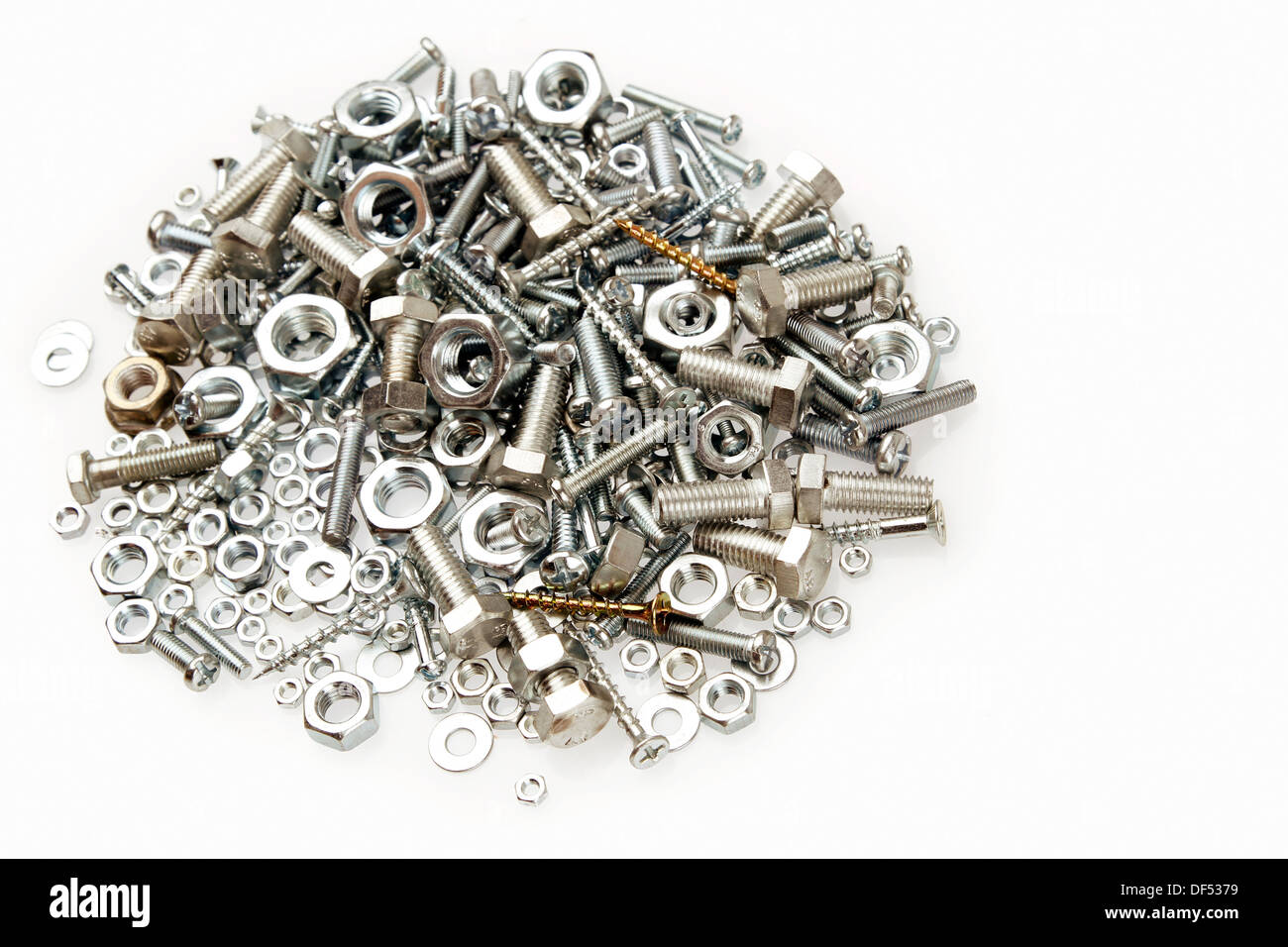 Pile of nuts and bolts Stock Photo