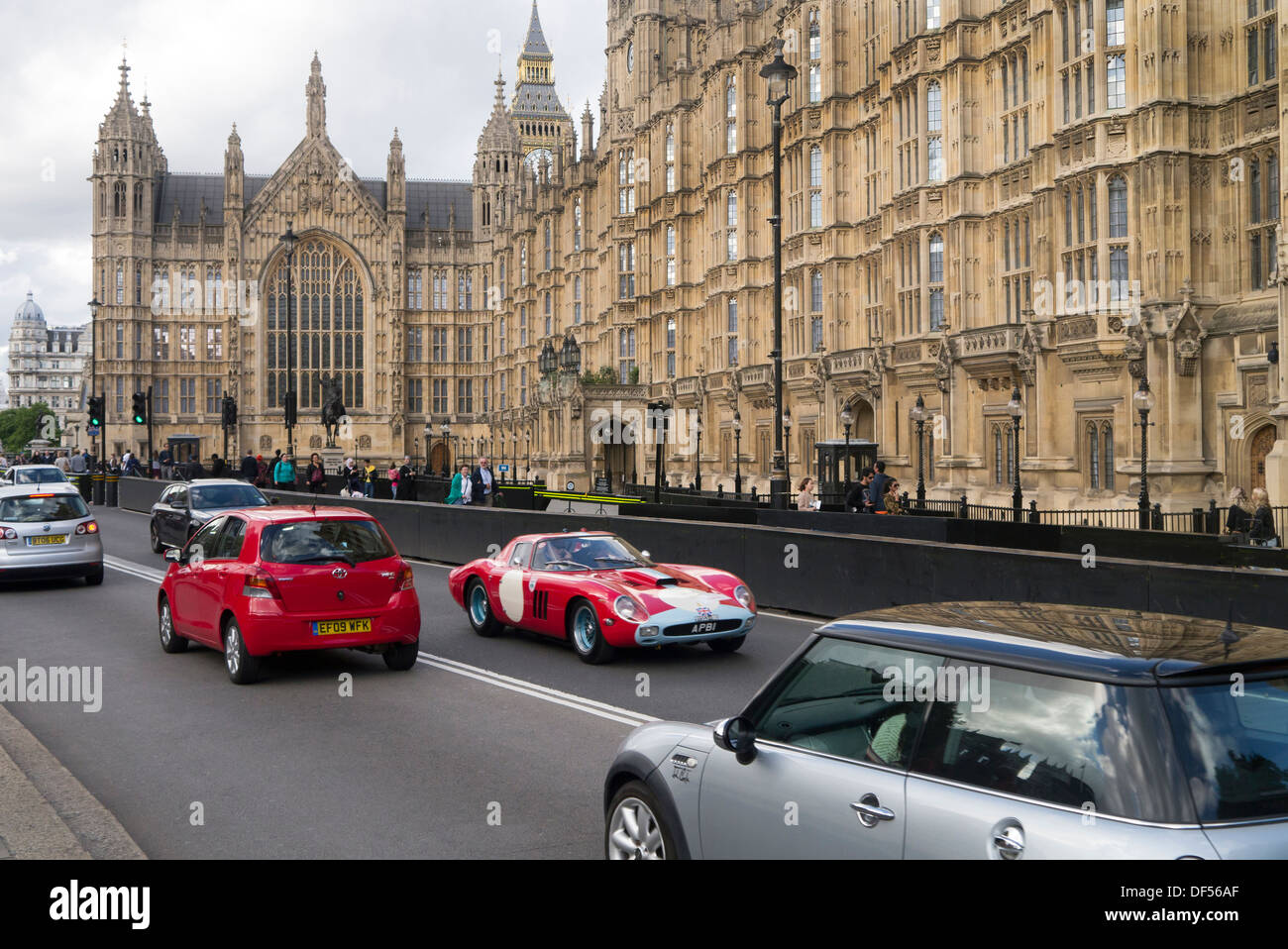 1963 Ferrari 250GTO Scaglietti 64C driving past the Houses of Parliament (St James Concours) Stock Photo