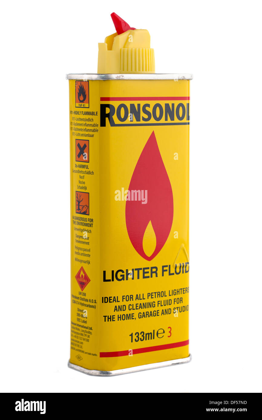 Can of ronsonol lighter fuel fluid Stock Photo