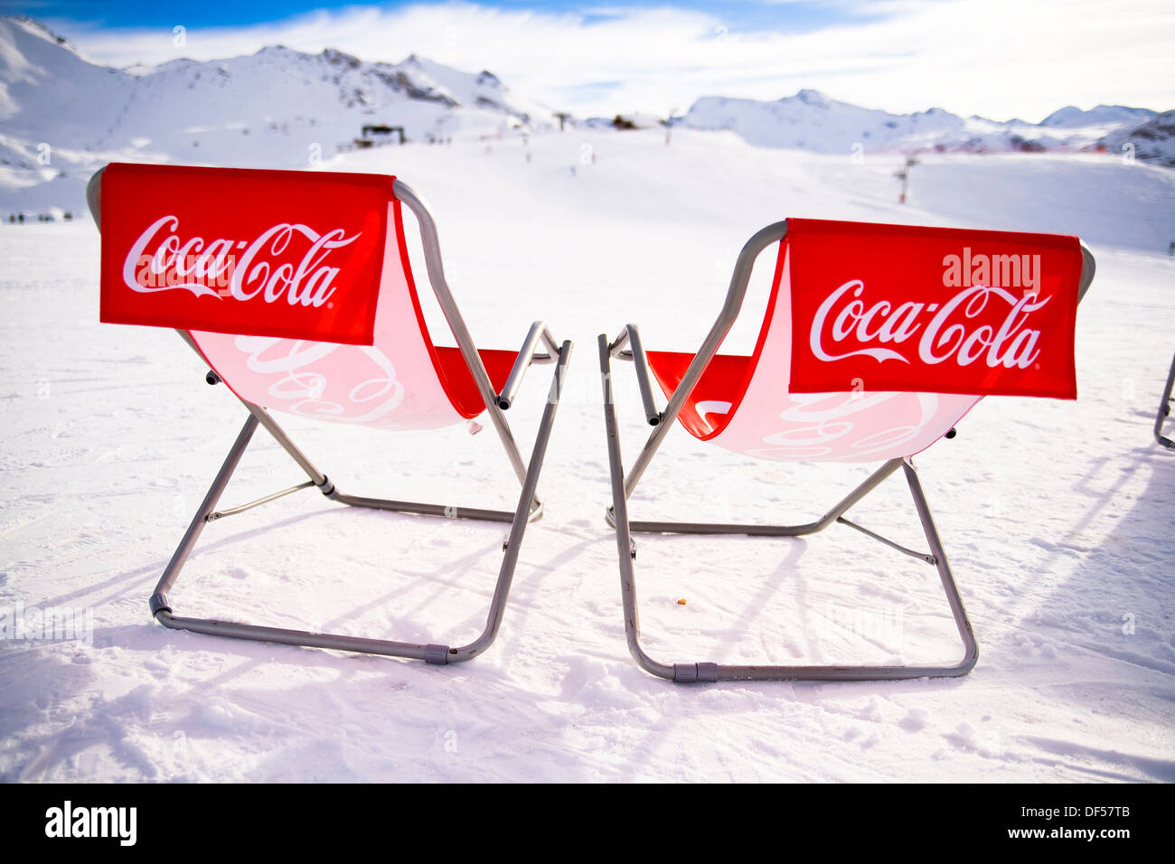 Coca Cola Chairs Tignes Alpes France Stock Photo