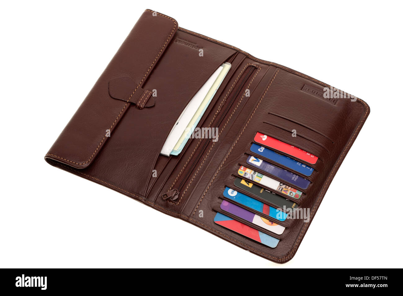 Large brown leather mans Golunski wallet Stock Photo