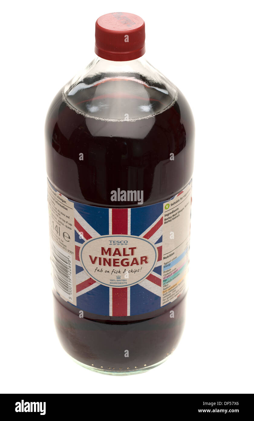 Large 1.141 litre bottle of Tesco Malt vinegar Stock Photo