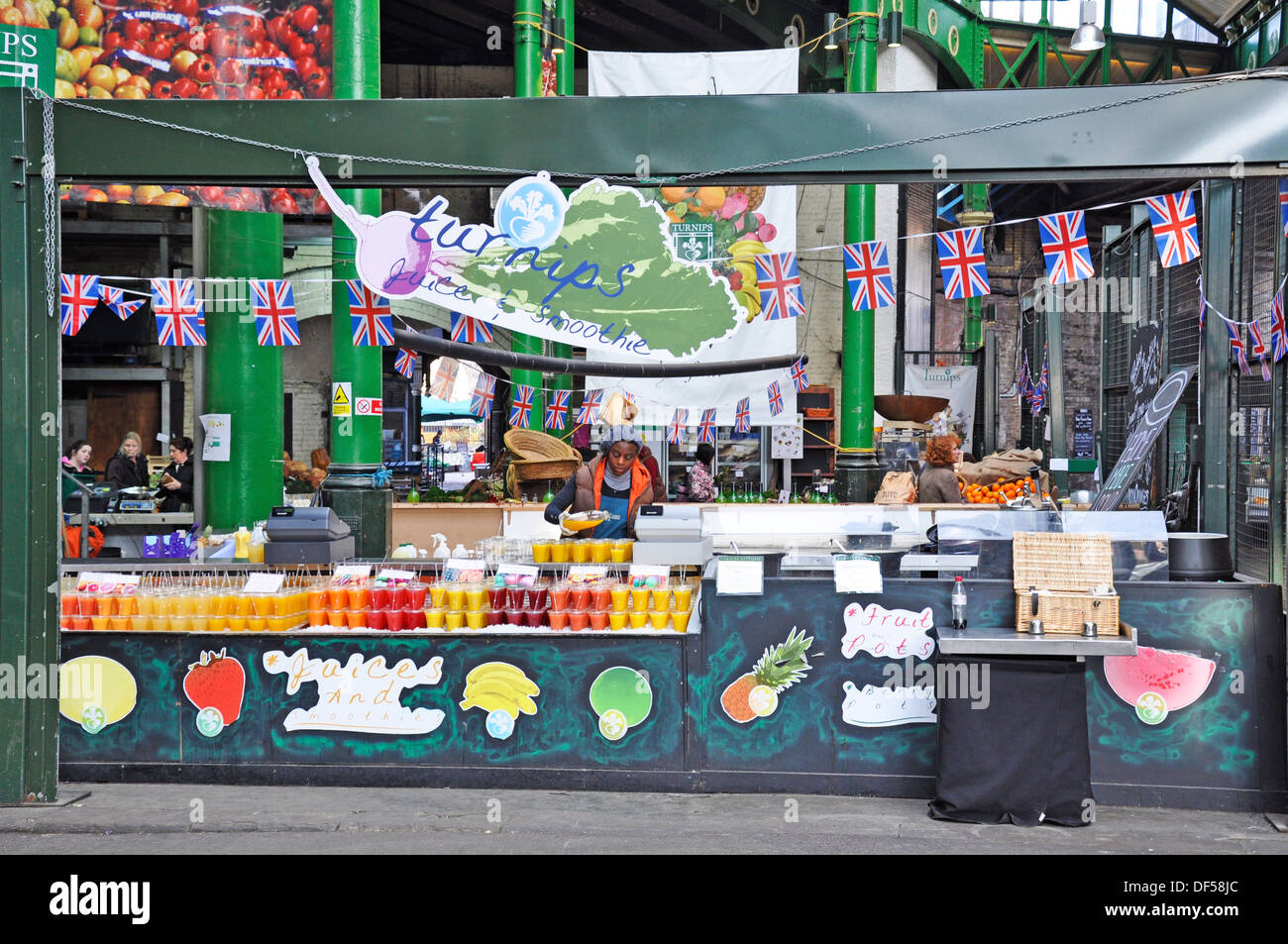 Juicer and smoothie shop in Borough Market London s renowned food market of exceptional British and international produce England UK Stock Photo Alamy