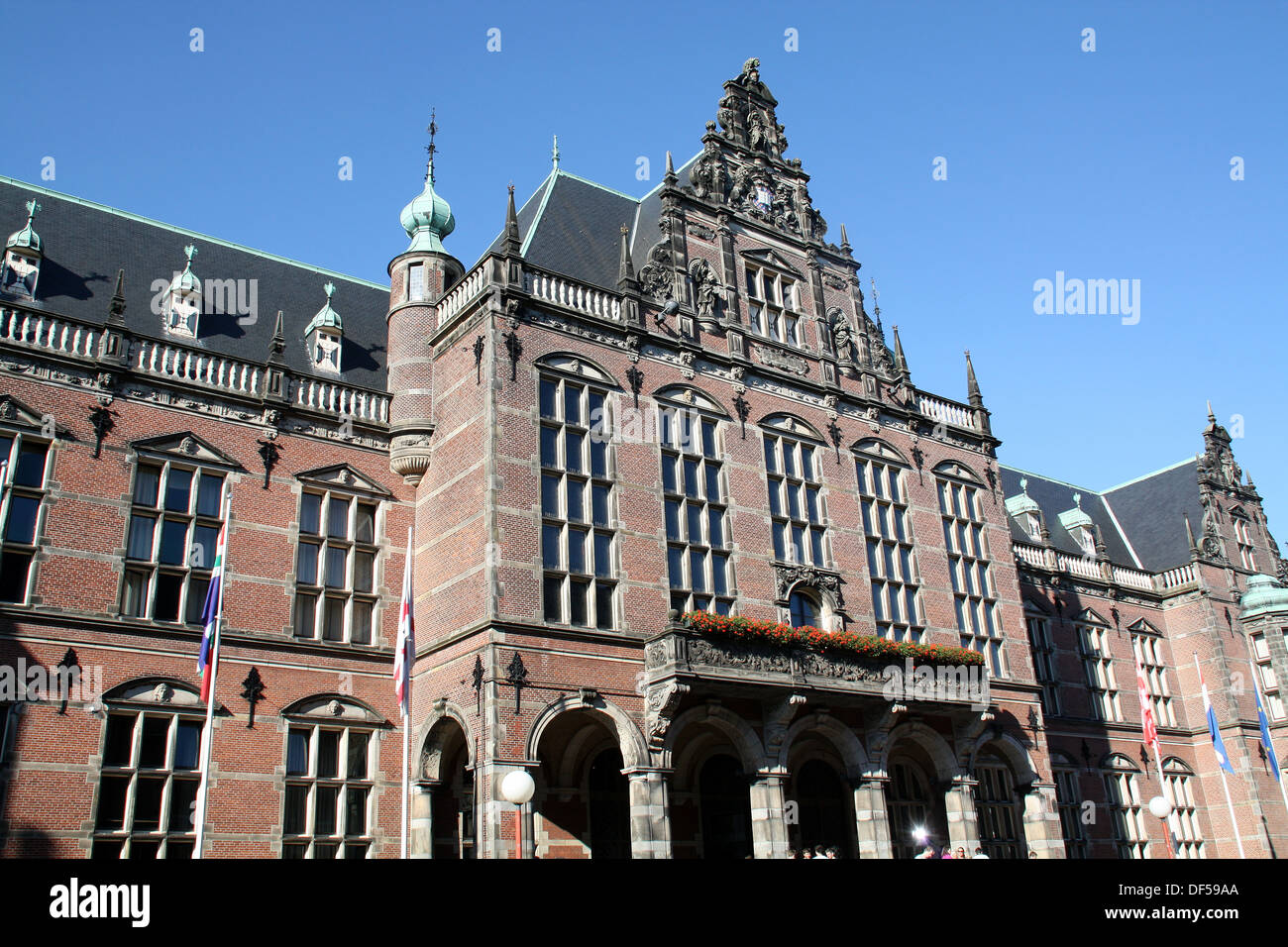 Facade of the university from 1614 in the city of Groningen Stock Photo