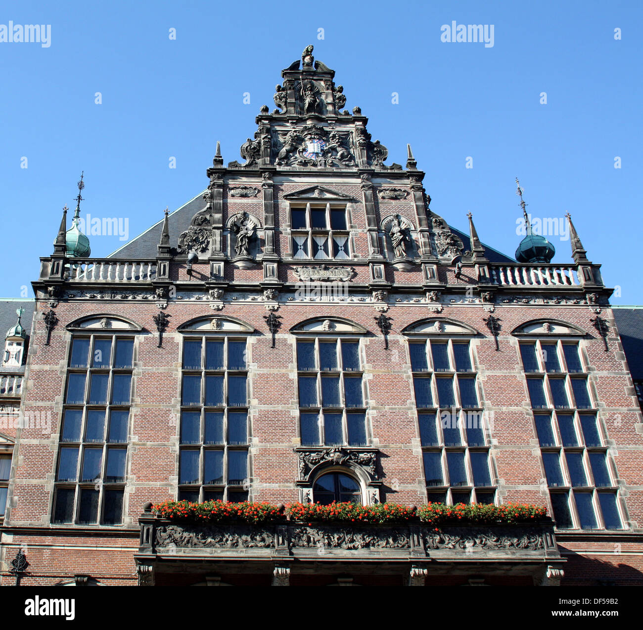 The facade of the university from 1614 in the city of Groningen Stock Photo