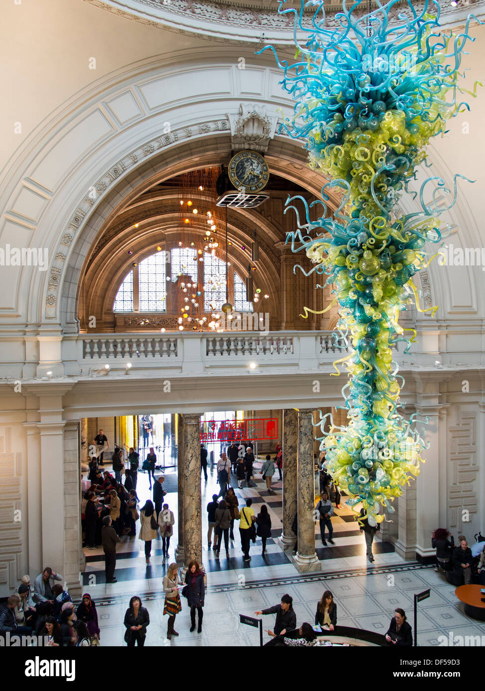 The Victoria and Albert Museum, London - hanging glass sculpture in the atrium. 3 Stock Photo