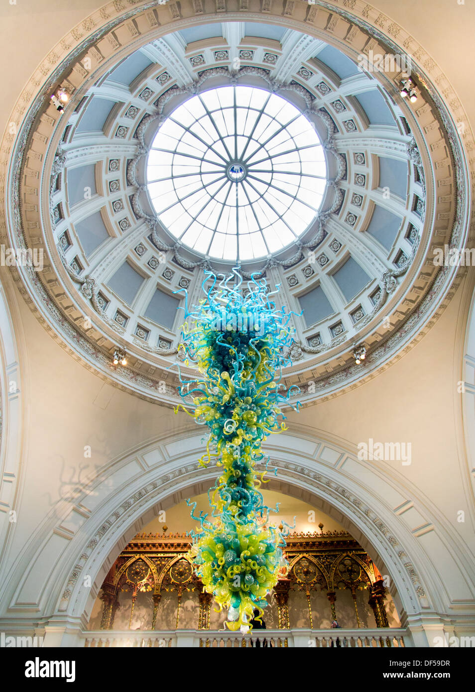 The Victoria and Albert Museum, London - hanging glass sculpture in the atrium. 2 Stock Photo