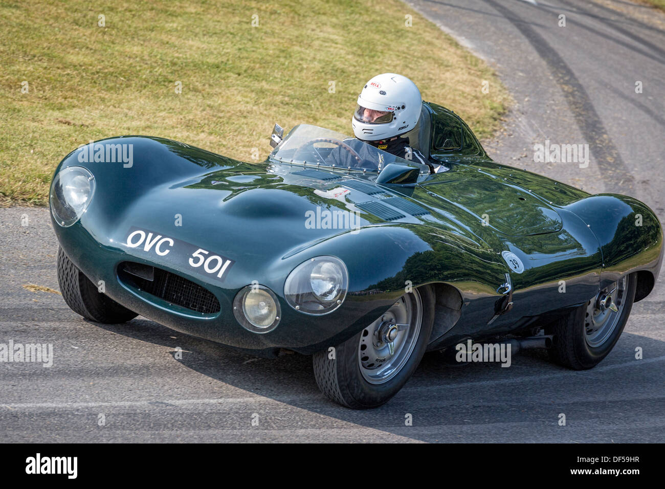 Goodwood, UK - July 13, 2013: Vintage Jaguar D-Type Racing Sports