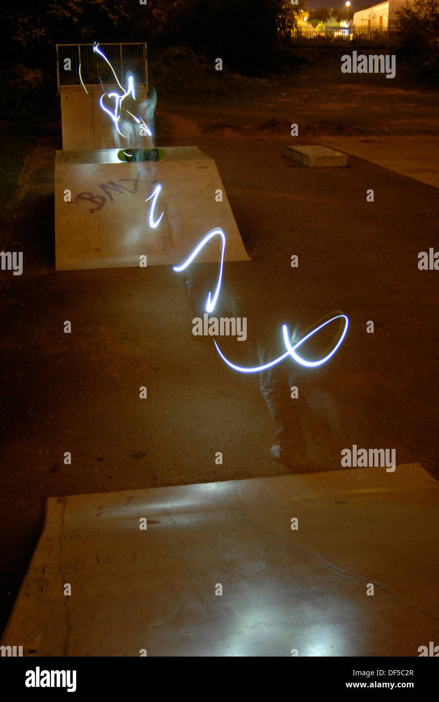 Light Painted Skate Ramps Stock Photo - Alamy