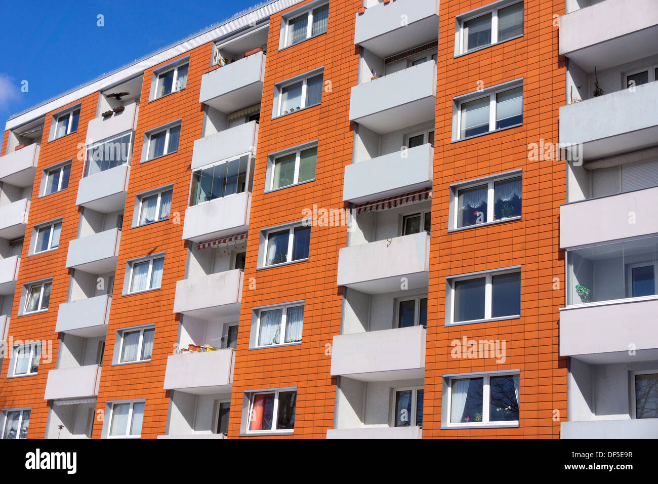 Facade of a contemporary apartment building in Kiel, Germany Stock