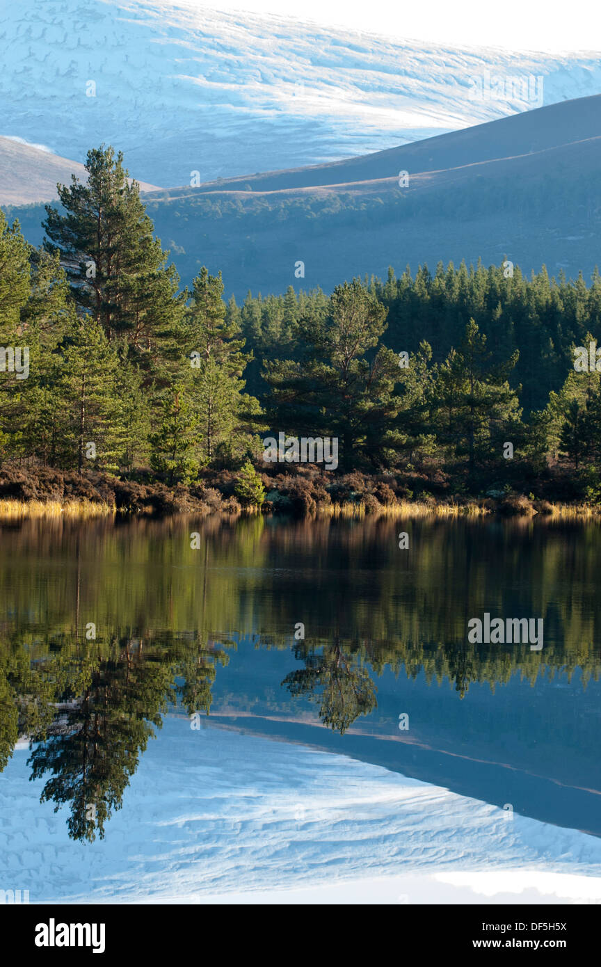 Lochan with mountain in background showing reflections. Stock Photo