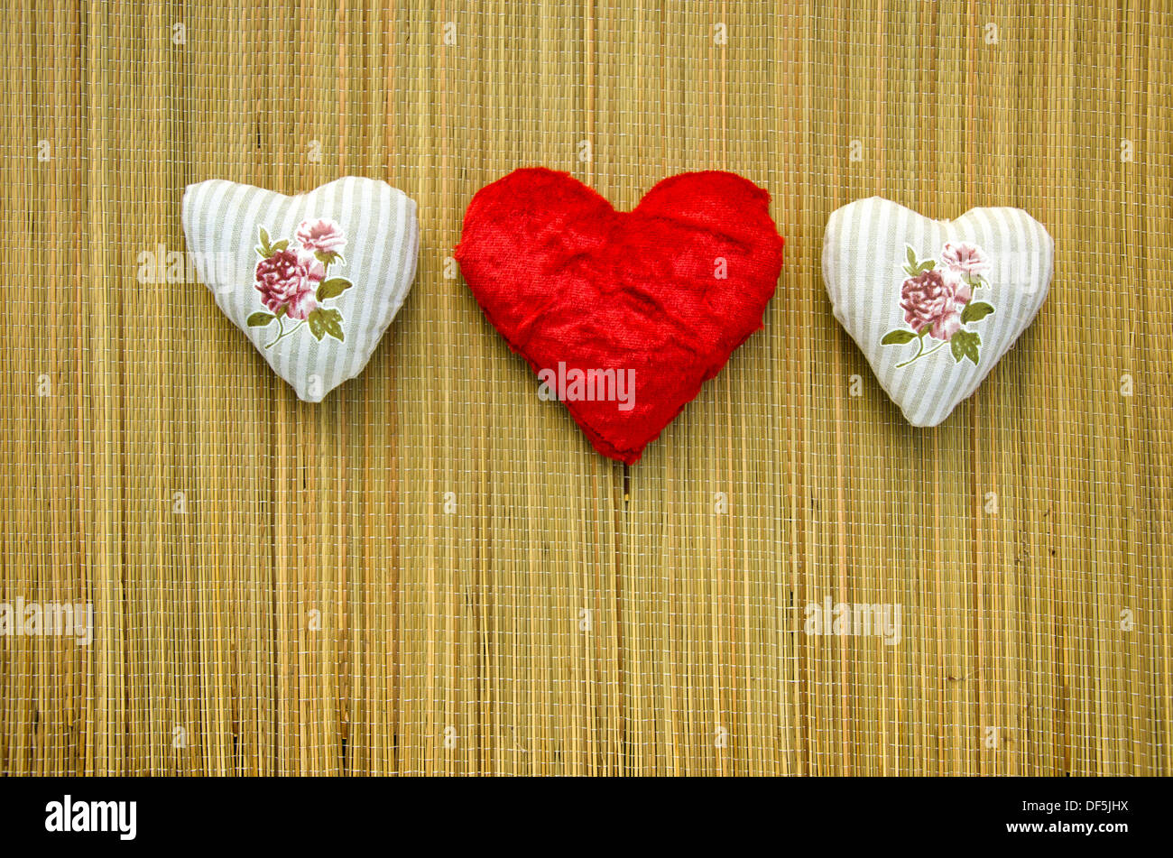 three beautiful clothes hearts - romance love symbols Stock Photo ...
