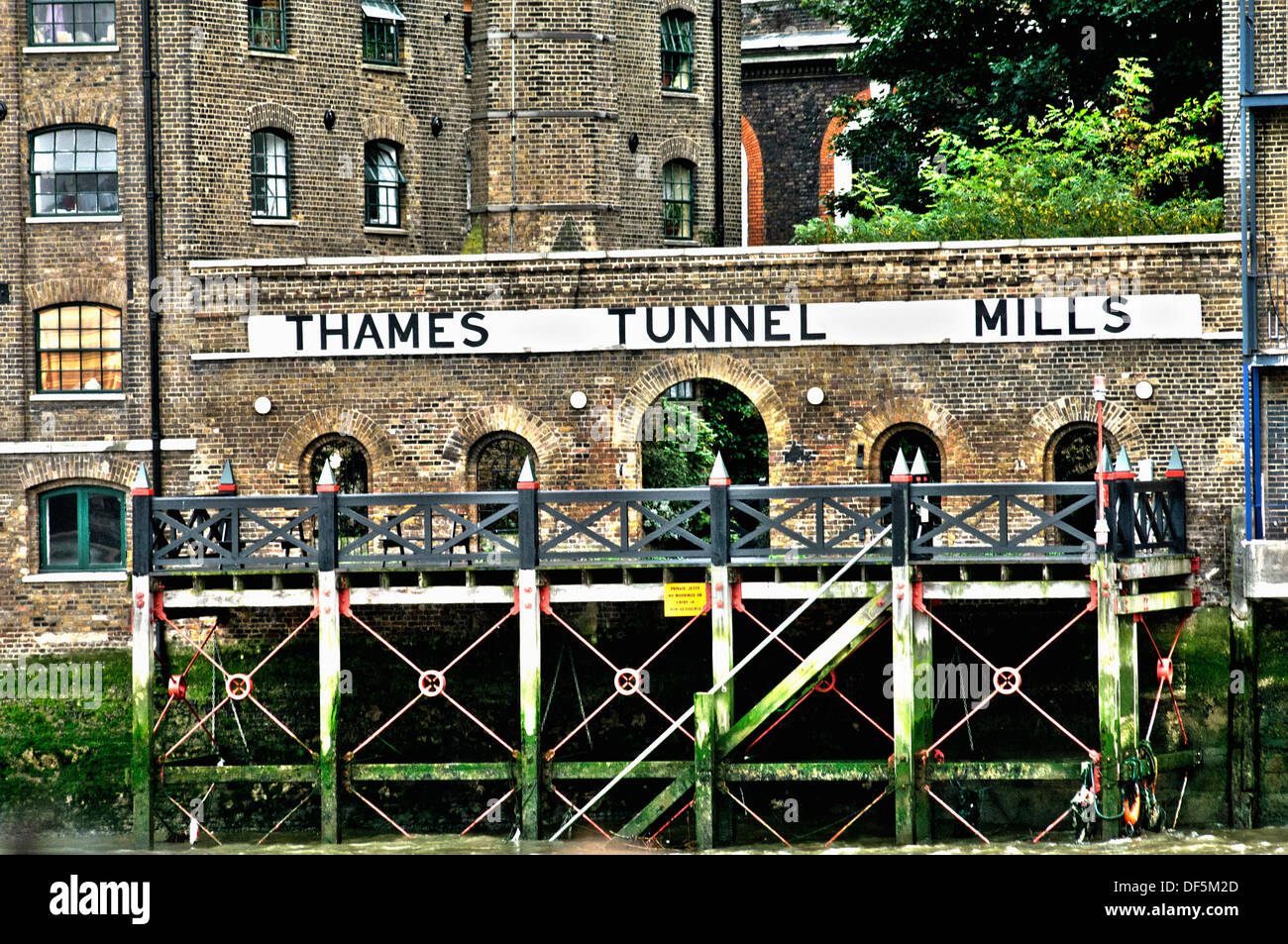 Thames tunnel mills, the first tunnel of the modern age, and the first under the Thames. Bank of the River Thames, London, Stock Photo