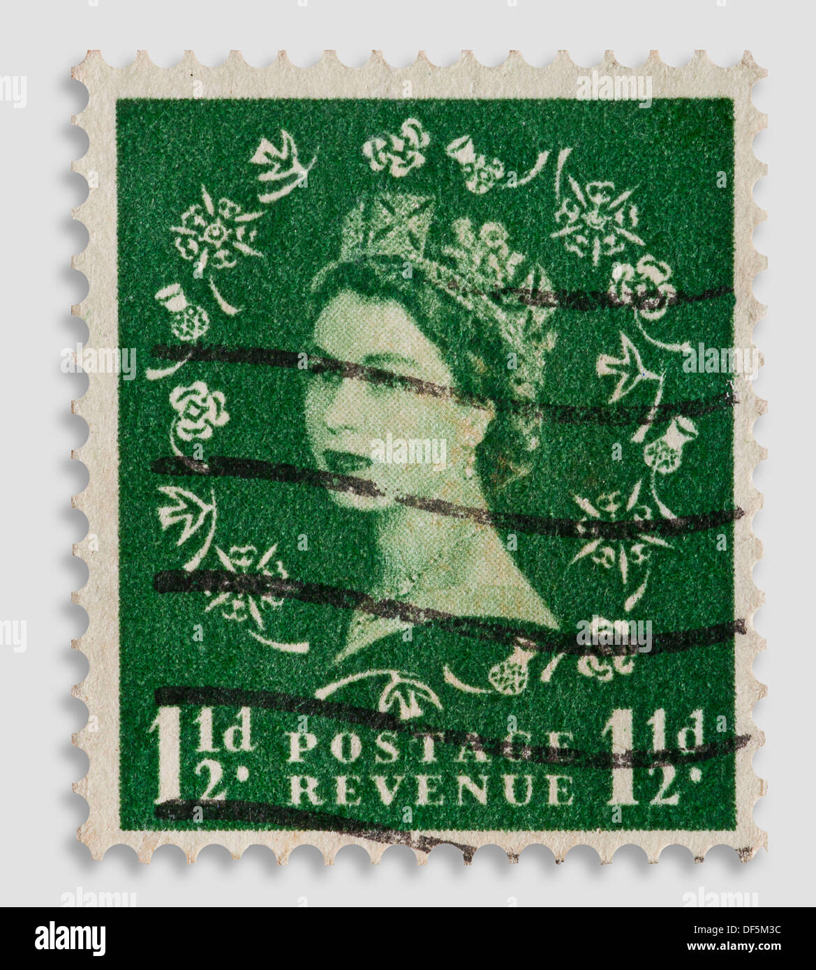 Stamp of Queen Elizabeth of England, postmarked, England, Europe Stock Photo