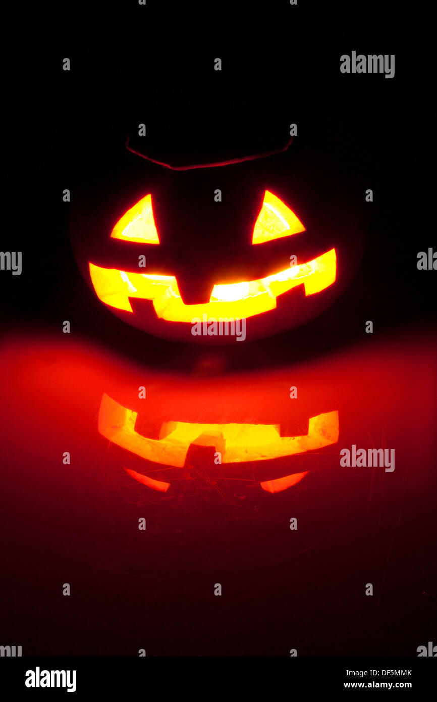 Halloween pumpkin photo on the black background Stock Photo