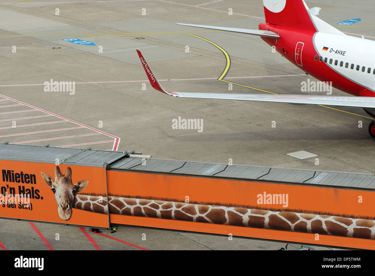 Passenger Skywalk With An Advert For Sixt Car Rental Dusseldorf Stock Photo Alamy