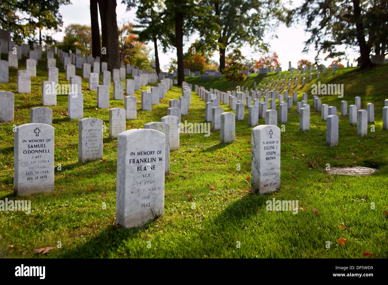 Headstones at Arlington National Cemetery, Washington DC Stock Photo