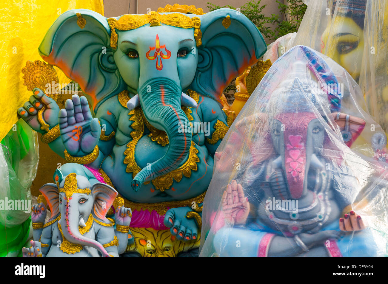 Ganesha Idols on sale for Ganesh Chaturthi. Birthday of Lord Ganesha