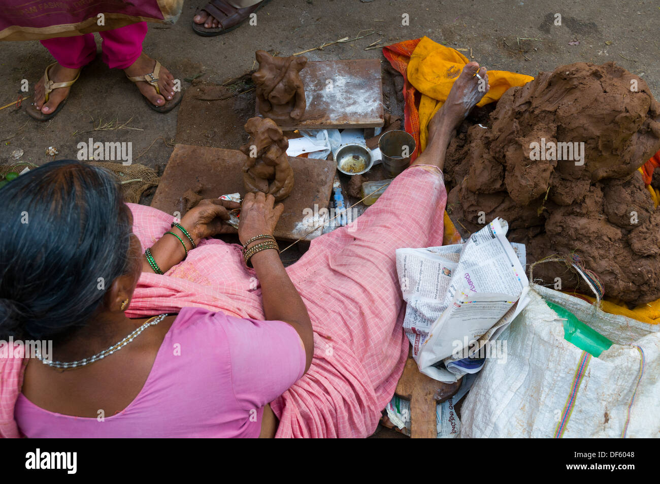 Vendors Selling Items For Ganesh Festival At A Market In India