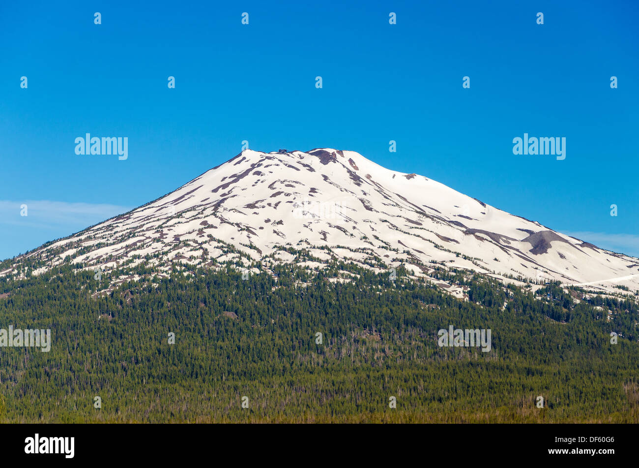 A closeup view of beautiful Mt. Bachelor near Bend, Oregon Stock Photo