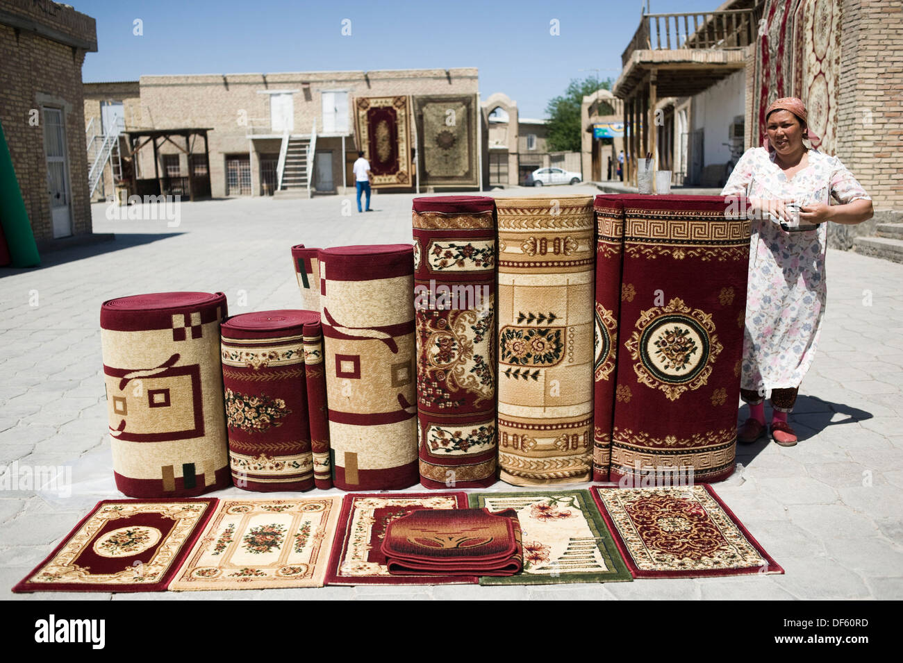 Carpet market in Bukhara, Uzbekistan Stock Photo Alamy