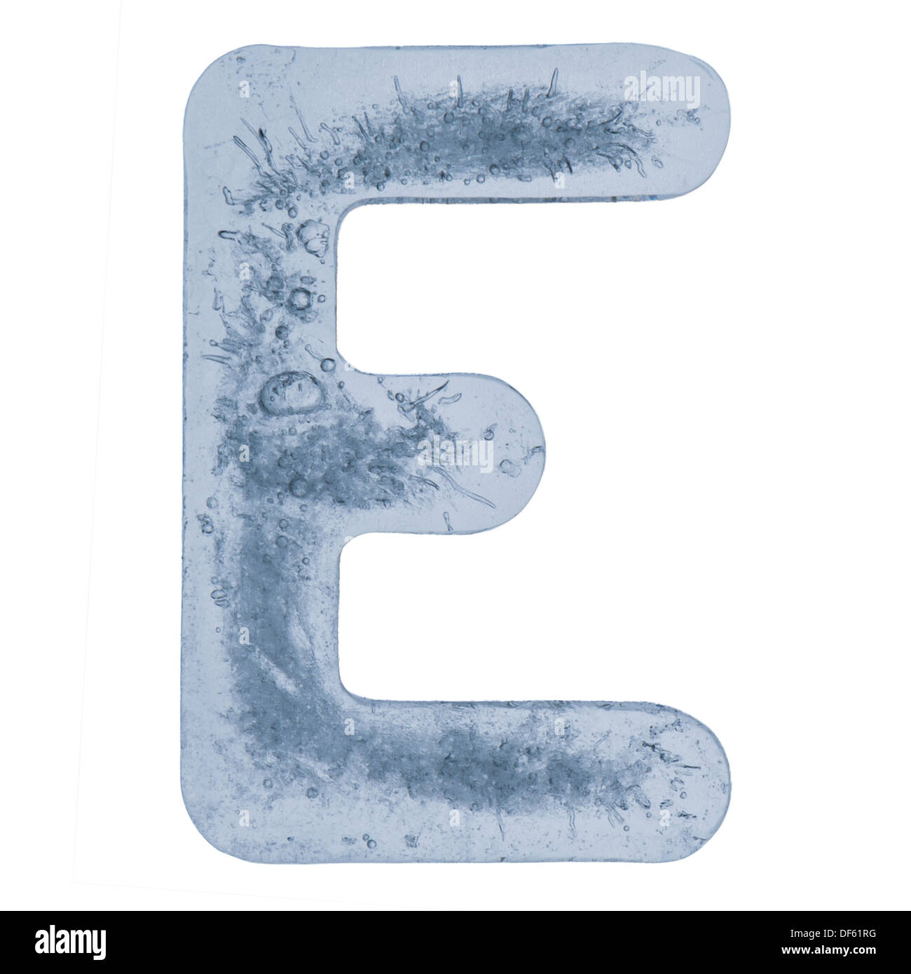 Letter E from an alphabet made out of ice. Stock Photo